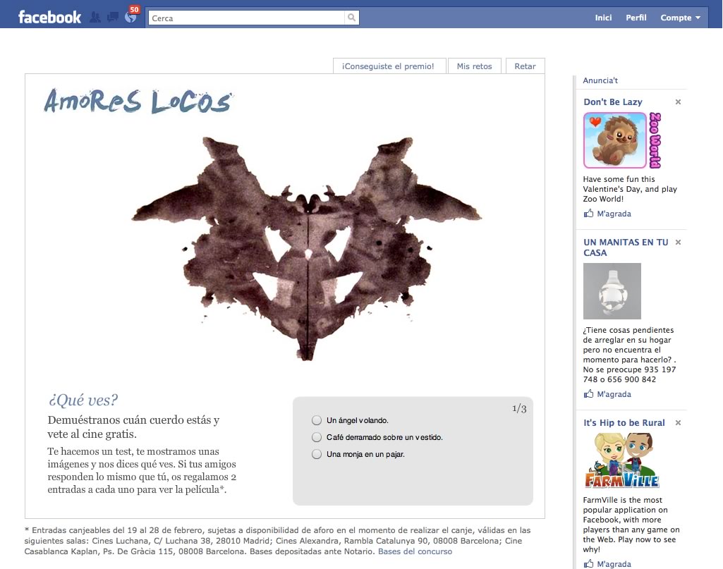 Facebook page Amores Locos