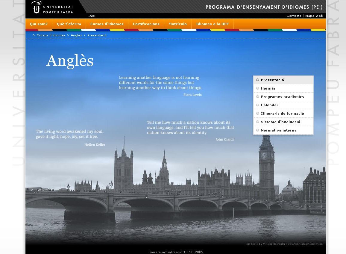 Web del programa d'Ensenyament d'Idiomes de la UPF