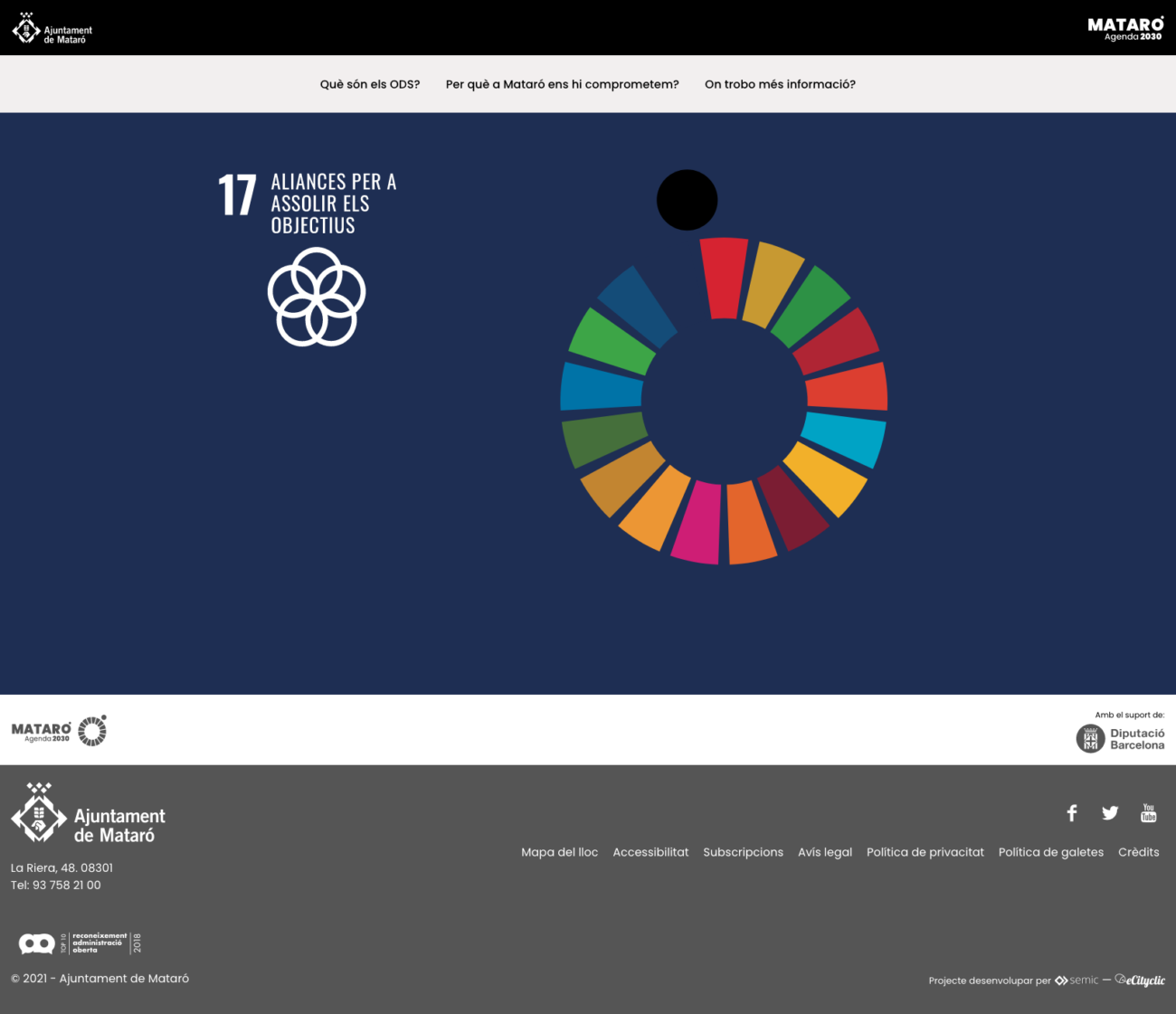 Captura de la home del web dels ODS de Mataró